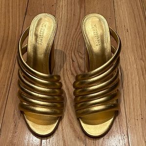 Mercedes Castillo Izzie High Heel Gold Sandal - NEVER WORN